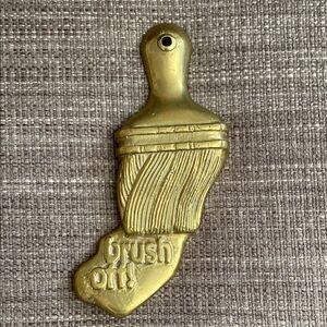 Brass Bronze Gold Tone “brush off!” Wall decor-paper weight